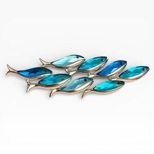 Vintage Swarovski Crystal Comallo Fish Brooch Signed Swan Logo Retired 2006